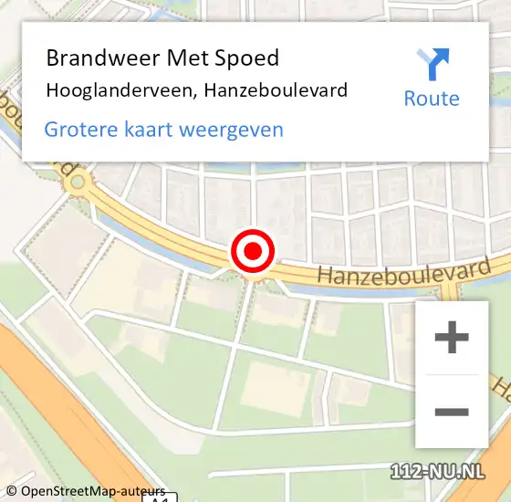 Locatie op kaart van de 112 melding: Brandweer Met Spoed Naar Hooglanderveen, Hanzeboulevard op 10 augustus 2019 22:14