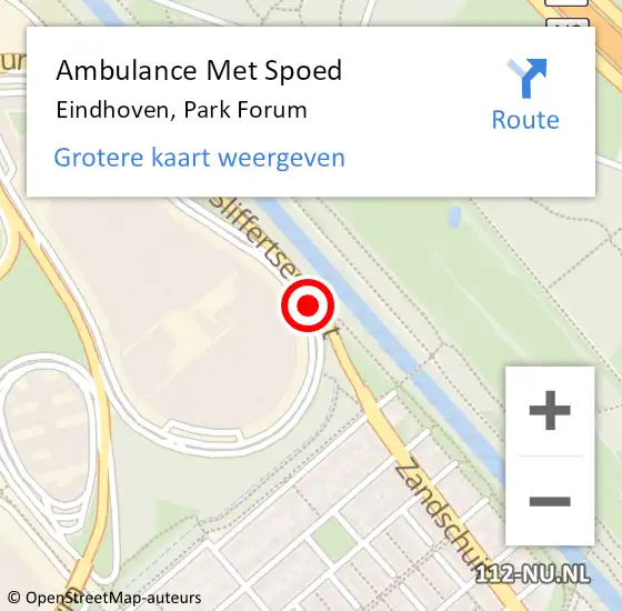 Locatie op kaart van de 112 melding: Ambulance Met Spoed Naar Eindhoven, Park Forum op 11 augustus 2019 01:54