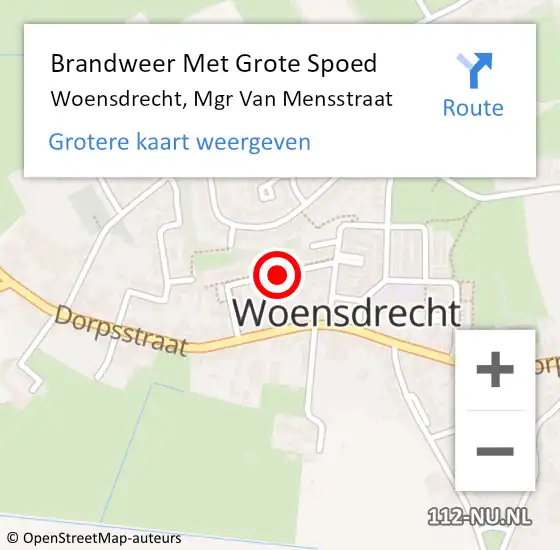 Locatie op kaart van de 112 melding: Brandweer Met Grote Spoed Naar Woensdrecht, Mgr Van Mensstraat op 11 augustus 2019 01:55