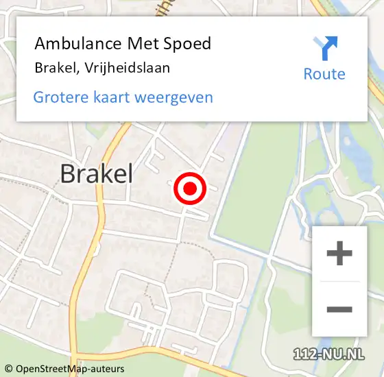 Locatie op kaart van de 112 melding: Ambulance Met Spoed Naar Brakel, Vrijheidslaan op 11 augustus 2019 10:08