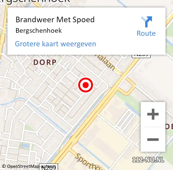 Locatie op kaart van de 112 melding: Brandweer Met Spoed Naar Bergschenhoek op 11 augustus 2019 11:03