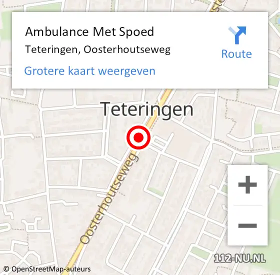Locatie op kaart van de 112 melding: Ambulance Met Spoed Naar Teteringen, Oosterhoutseweg op 11 augustus 2019 12:32