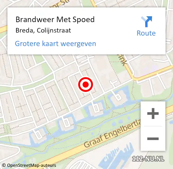 Locatie op kaart van de 112 melding: Brandweer Met Spoed Naar Breda, Colijnstraat op 11 augustus 2019 13:29