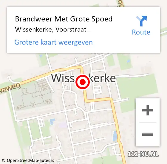 Locatie op kaart van de 112 melding: Brandweer Met Grote Spoed Naar Wissenkerke, Voorstraat op 12 augustus 2019 09:24