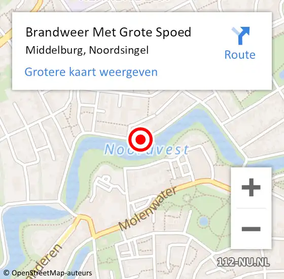 Locatie op kaart van de 112 melding: Brandweer Met Grote Spoed Naar Middelburg, Noordsingel op 12 augustus 2019 11:32