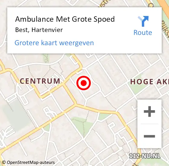 Locatie op kaart van de 112 melding: Ambulance Met Grote Spoed Naar Best, Hartenvier op 12 augustus 2019 17:01