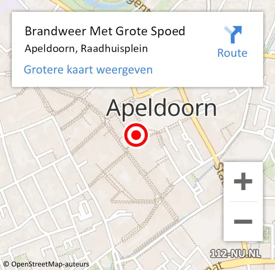 Locatie op kaart van de 112 melding: Brandweer Met Grote Spoed Naar Apeldoorn, Raadhuisplein op 12 augustus 2019 21:17