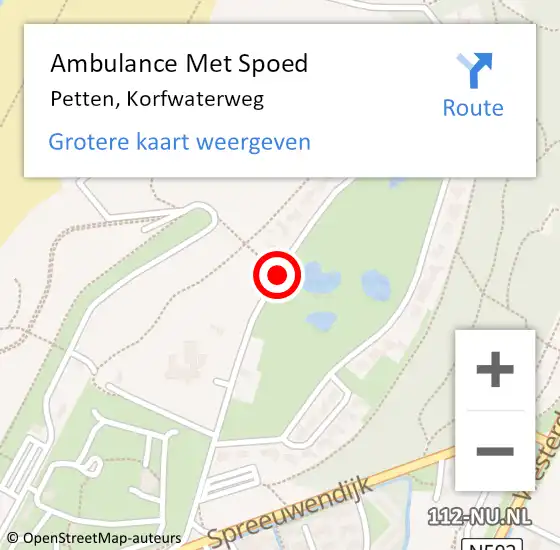 Locatie op kaart van de 112 melding: Ambulance Met Spoed Naar Petten, Korfwaterweg op 12 augustus 2019 21:42