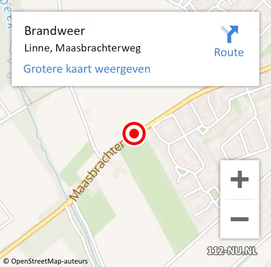 Locatie op kaart van de 112 melding: Brandweer Linne, Maasbrachterweg op 12 augustus 2019 22:21