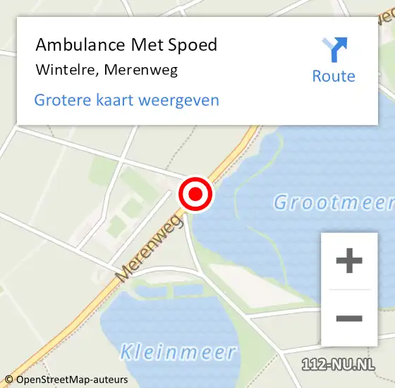 Locatie op kaart van de 112 melding: Ambulance Met Spoed Naar Wintelre, Merenweg op 13 augustus 2019 11:29