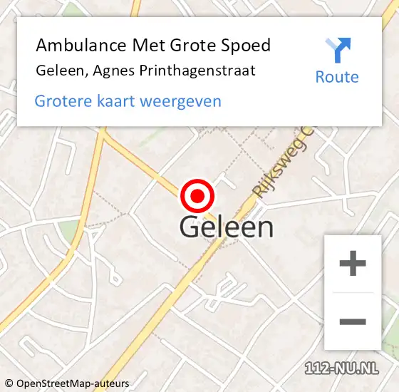 Locatie op kaart van de 112 melding: Ambulance Met Grote Spoed Naar Geleen, Agnes Printhagenstraat op 10 april 2014 14:11