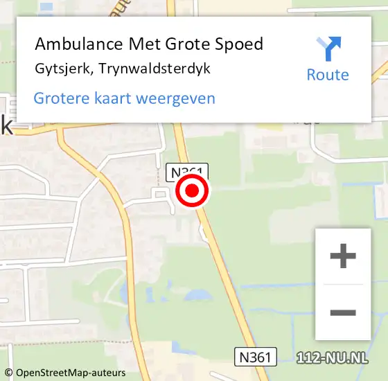 Locatie op kaart van de 112 melding: Ambulance Met Grote Spoed Naar Gytsjerk, Trynwaldsterdyk op 10 april 2014 14:11
