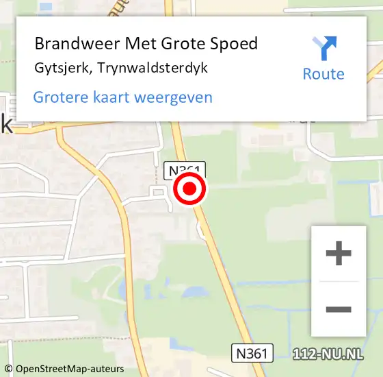 Locatie op kaart van de 112 melding: Brandweer Met Grote Spoed Naar Gytsjerk, Trynwaldsterdyk op 10 april 2014 14:11