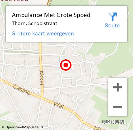 Locatie op kaart van de 112 melding: Ambulance Met Grote Spoed Naar Thorn, Schoolstraat op 13 augustus 2019 15:26