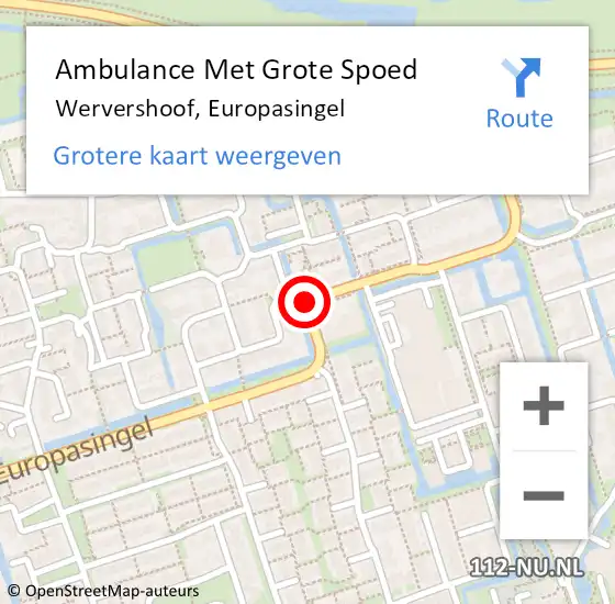 Locatie op kaart van de 112 melding: Ambulance Met Grote Spoed Naar Wervershoof, Europasingel op 13 augustus 2019 19:18