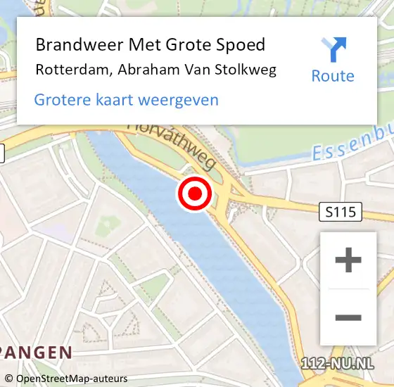 Locatie op kaart van de 112 melding: Brandweer Met Grote Spoed Naar Rotterdam, Abraham Van Stolkweg op 14 augustus 2019 01:28