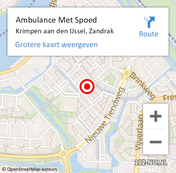 Locatie op kaart van de 112 melding: Ambulance Met Spoed Naar Krimpen aan den IJssel, Zandrak op 14 augustus 2019 02:10