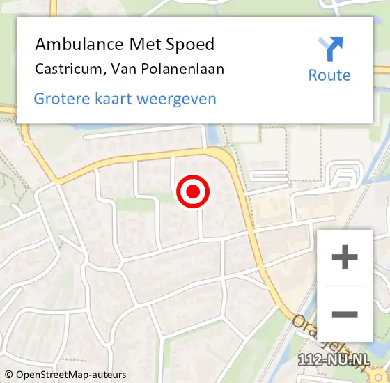 Locatie op kaart van de 112 melding: Ambulance Met Spoed Naar Castricum, Van Polanenlaan op 14 augustus 2019 08:05