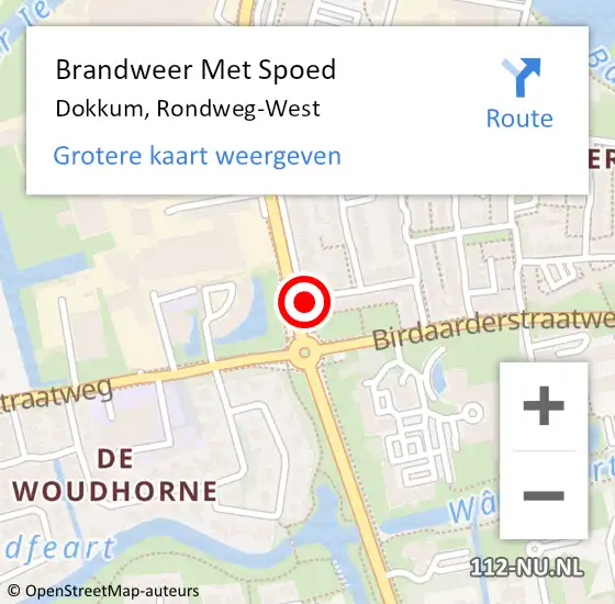 Locatie op kaart van de 112 melding: Brandweer Met Spoed Naar Dokkum, Rondweg-West op 14 augustus 2019 11:36