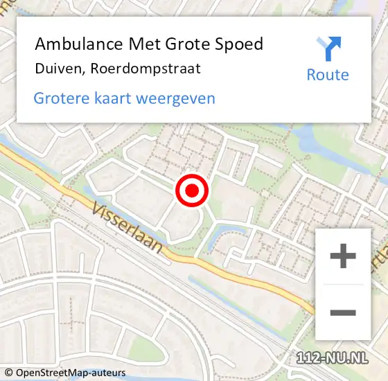 Locatie op kaart van de 112 melding: Ambulance Met Grote Spoed Naar Duiven, Roerdompstraat op 14 augustus 2019 13:06