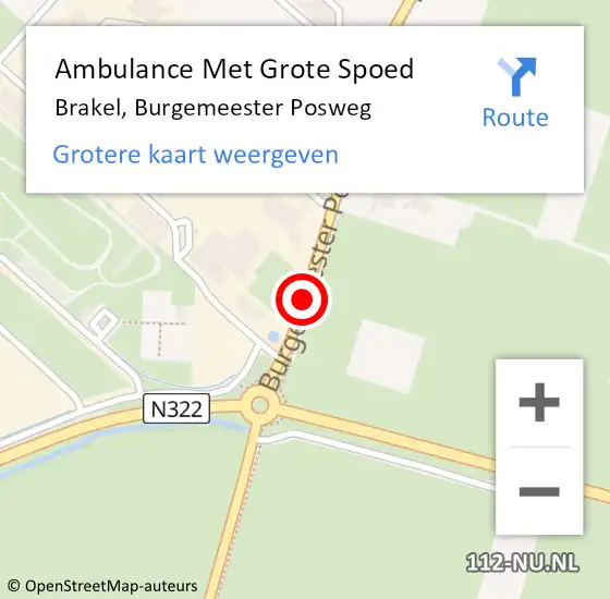 Locatie op kaart van de 112 melding: Ambulance Met Grote Spoed Naar Brakel, Burgemeester Posweg op 14 augustus 2019 13:49
