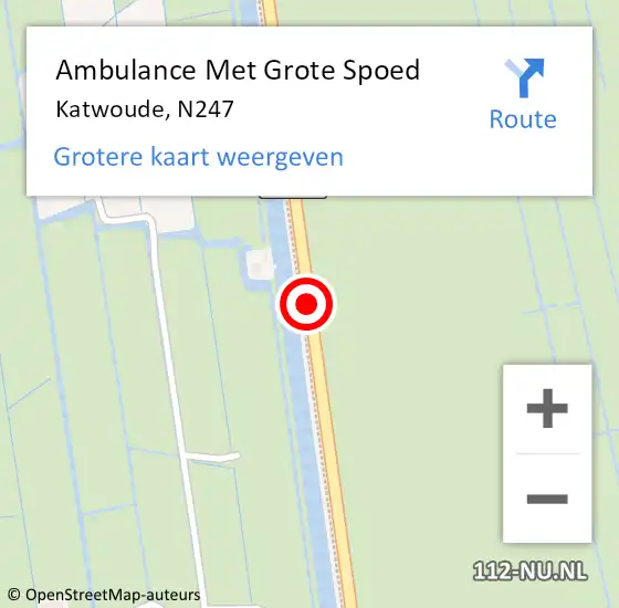 Locatie op kaart van de 112 melding: Ambulance Met Grote Spoed Naar Katwoude, N247 hectometerpaal: 40,0 op 14 augustus 2019 14:56