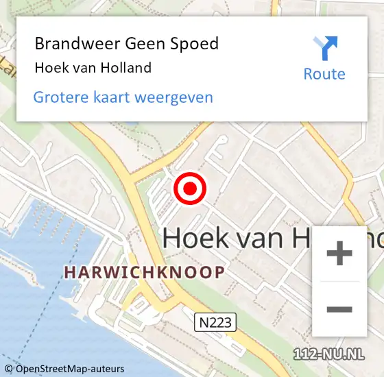 Locatie op kaart van de 112 melding: Brandweer Geen Spoed Naar Hoek van Holland op 14 augustus 2019 15:50