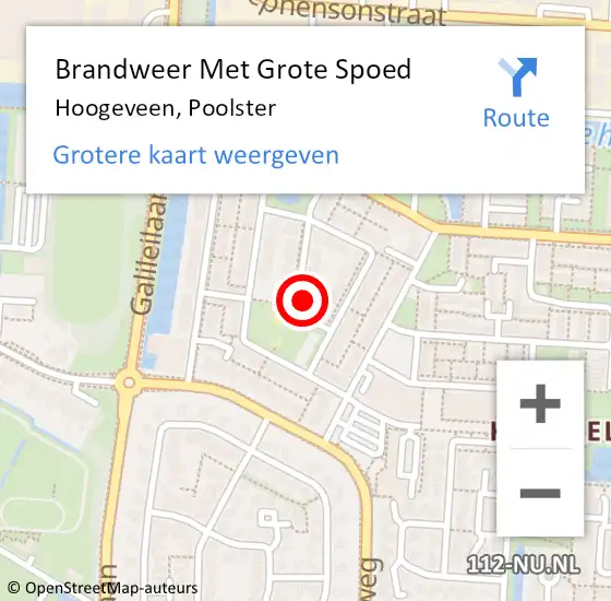 Locatie op kaart van de 112 melding: Brandweer Met Grote Spoed Naar Hoogeveen, Poolster op 14 augustus 2019 16:20