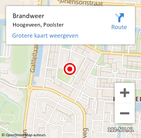 Locatie op kaart van de 112 melding: Brandweer Hoogeveen, Poolster op 14 augustus 2019 16:20