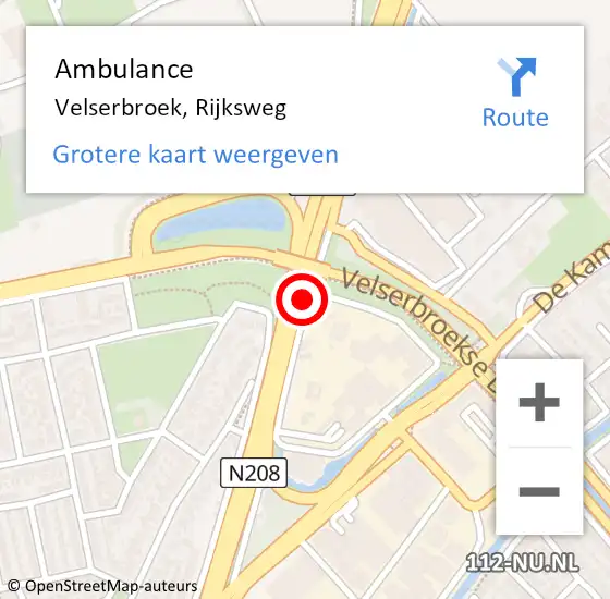 Locatie op kaart van de 112 melding: Ambulance Velserbroek, Rijksweg op 14 augustus 2019 17:22