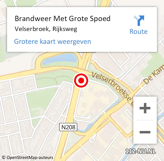 Locatie op kaart van de 112 melding: Brandweer Met Grote Spoed Naar Velserbroek, Rijksweg op 14 augustus 2019 17:22