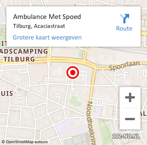 Locatie op kaart van de 112 melding: Ambulance Met Spoed Naar Tilburg, Acaciastraat op 14 augustus 2019 23:01