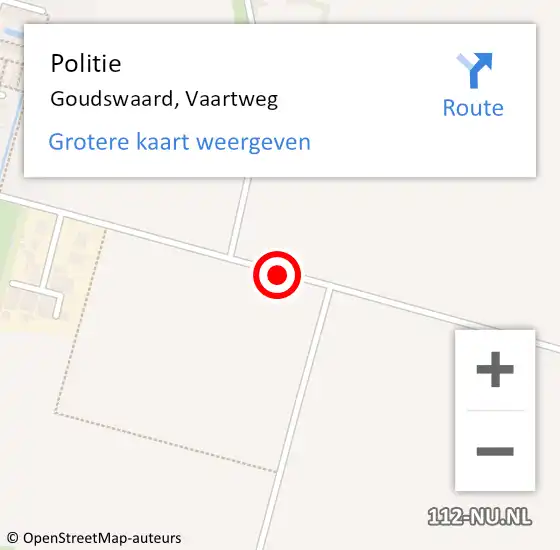 Locatie op kaart van de 112 melding: Politie Goudswaard, Vaartweg op 15 augustus 2019 06:26