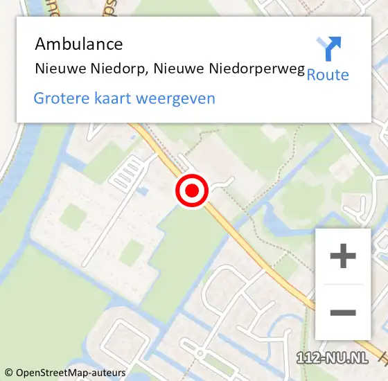 Locatie op kaart van de 112 melding: Ambulance Nieuwe Niedorp, Nieuwe Niedorperweg op 15 augustus 2019 11:48