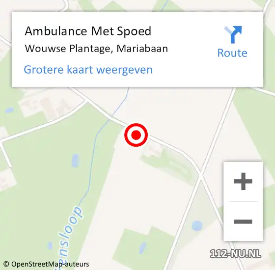 Locatie op kaart van de 112 melding: Ambulance Met Spoed Naar Wouwse Plantage, Mariabaan op 15 augustus 2019 16:08