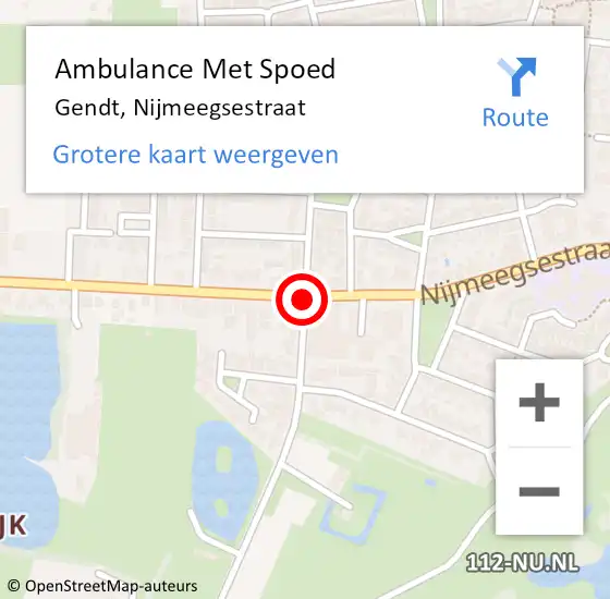 Locatie op kaart van de 112 melding: Ambulance Met Spoed Naar Gendt, Nijmeegsestraat op 15 augustus 2019 17:58