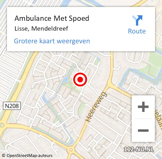 Locatie op kaart van de 112 melding: Ambulance Met Spoed Naar Lisse, Mendeldreef op 15 augustus 2019 19:08