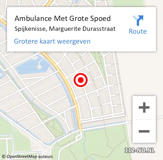 Locatie op kaart van de 112 melding: Ambulance Met Grote Spoed Naar Spijkenisse, Marguerite Durasstraat op 15 augustus 2019 20:09