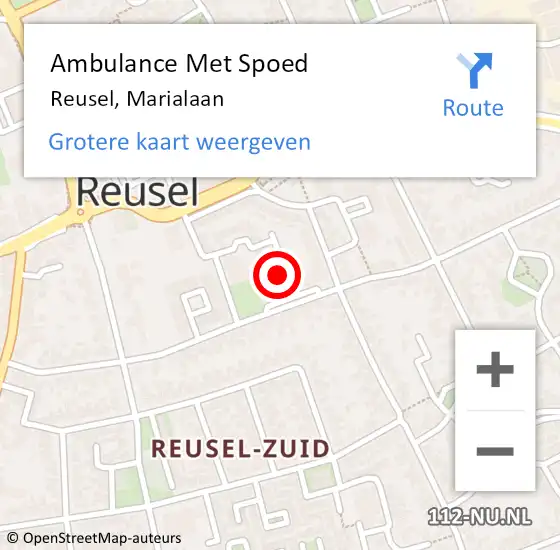 Locatie op kaart van de 112 melding: Ambulance Met Spoed Naar Reusel, Marialaan op 15 augustus 2019 20:59