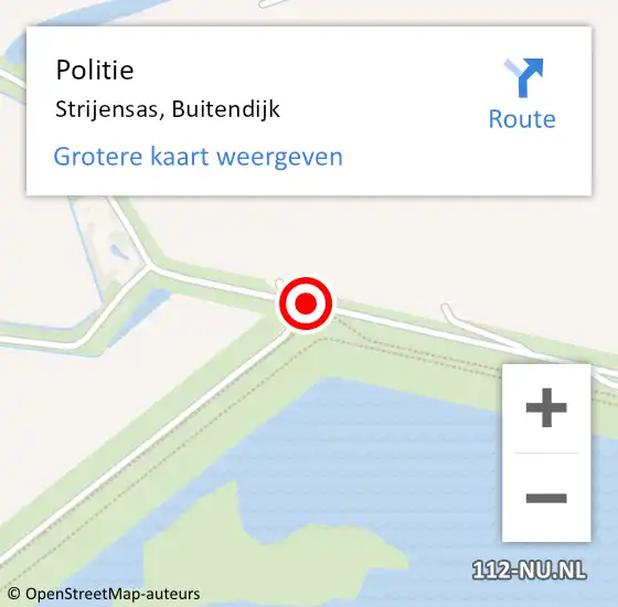 Locatie op kaart van de 112 melding: Politie Strijensas, Buitendijk op 15 augustus 2019 21:27