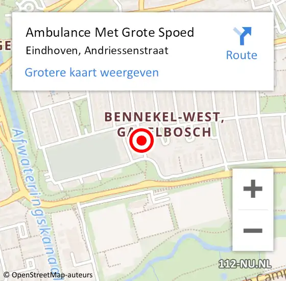 Locatie op kaart van de 112 melding: Ambulance Met Grote Spoed Naar Eindhoven, Andriessenstraat op 16 augustus 2019 02:46