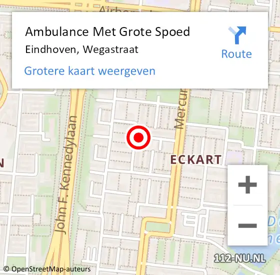 Locatie op kaart van de 112 melding: Ambulance Met Grote Spoed Naar Eindhoven, Wegastraat op 16 augustus 2019 03:03
