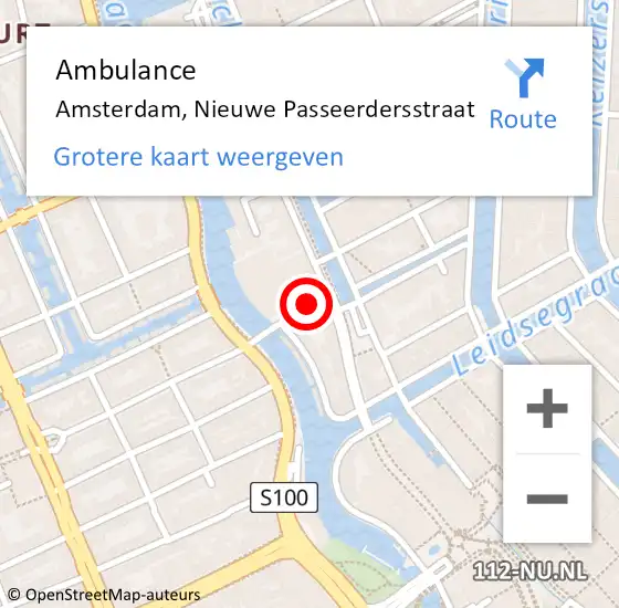 Locatie op kaart van de 112 melding: Ambulance Amsterdam, Nieuwe Passeerdersstraat op 16 augustus 2019 07:13