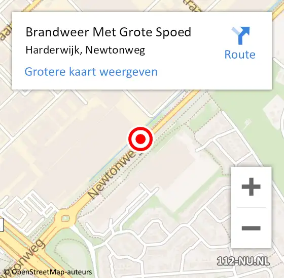 Locatie op kaart van de 112 melding: Brandweer Met Grote Spoed Naar Harderwijk, Newtonweg op 16 augustus 2019 08:01