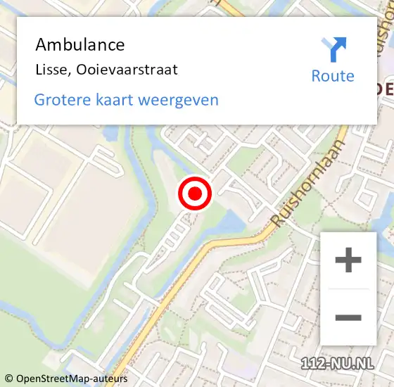 Locatie op kaart van de 112 melding: Ambulance Lisse, Ooievaarstraat op 16 augustus 2019 15:45
