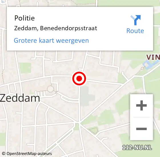 Locatie op kaart van de 112 melding: Politie Zeddam, Benedendorpsstraat op 16 augustus 2019 17:54