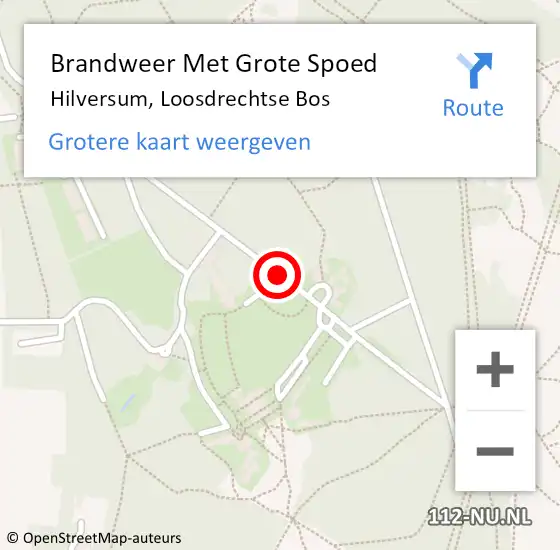 Locatie op kaart van de 112 melding: Brandweer Met Grote Spoed Naar Hilversum, Loosdrechtse Bos op 16 augustus 2019 21:07