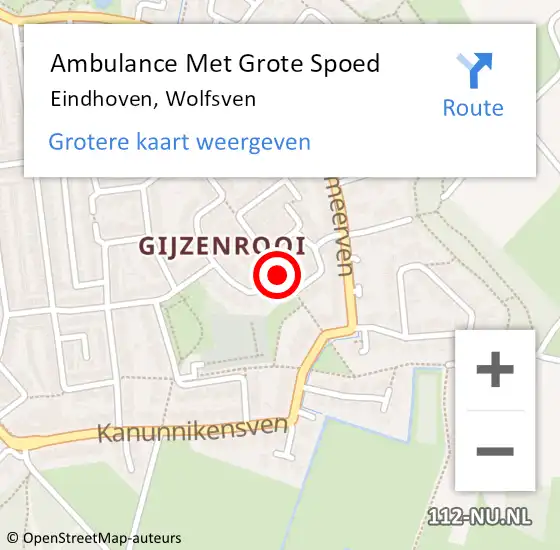 Locatie op kaart van de 112 melding: Ambulance Met Grote Spoed Naar Eindhoven, Wolfsven op 16 augustus 2019 22:28