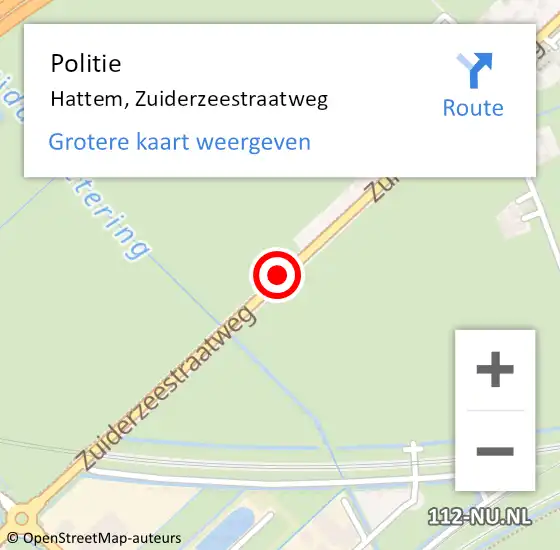 Locatie op kaart van de 112 melding: Politie Hattem, Zuiderzeestraatweg op 16 augustus 2019 23:33