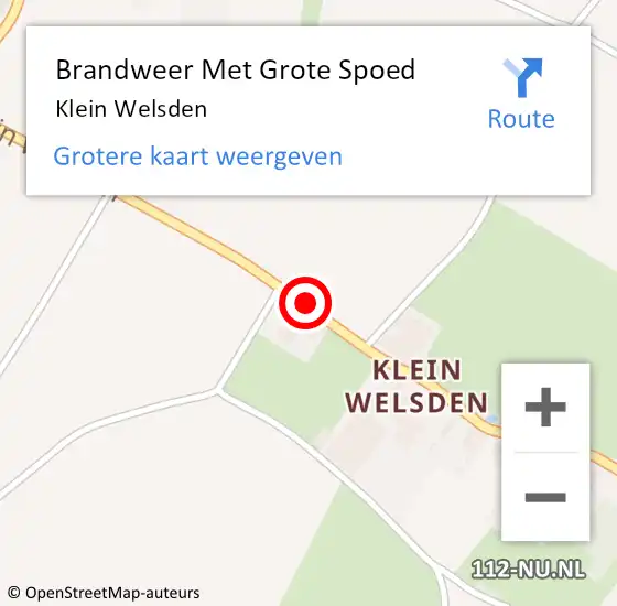 Locatie op kaart van de 112 melding: Brandweer Met Grote Spoed Naar Klein Welsden op 17 augustus 2019 03:19